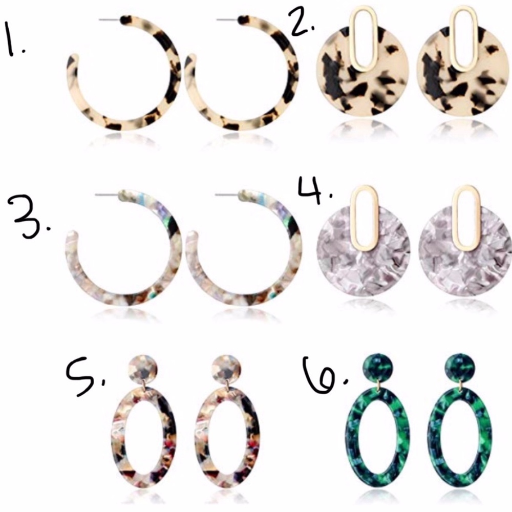 2/$20 NEW Tortoise Hoop Acrylic Resin Earrings - Picture 2 of 3